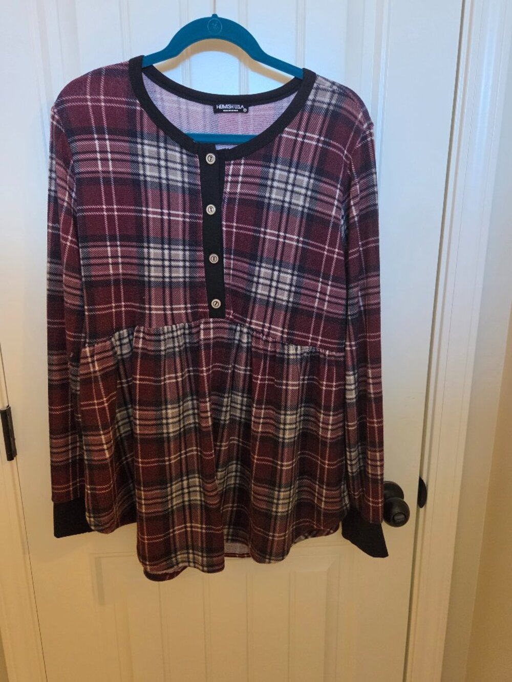 Heimish USA Plaid BabyDoll Top